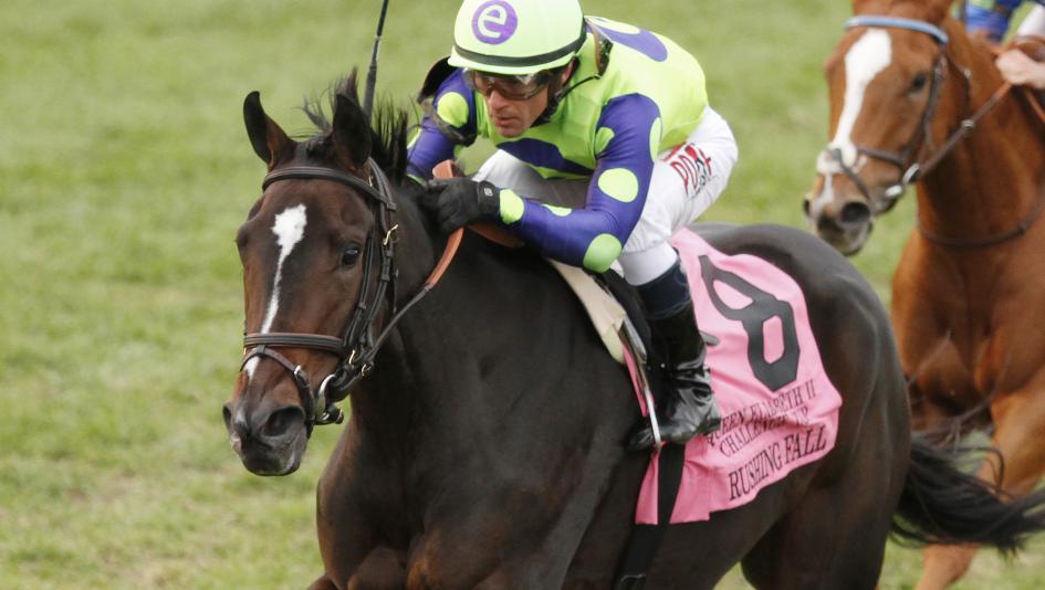 Rushing Fall won her sixth race in seven career starts on Saturday